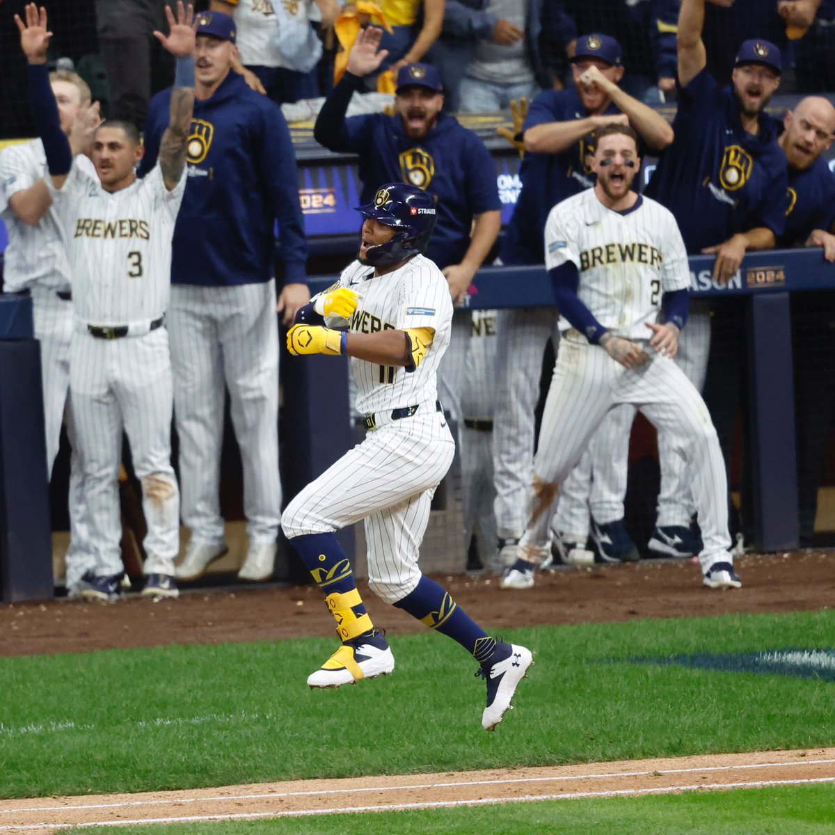 Players in franchise history with a multiple homer game in the playoffs:

Jackson Chourio