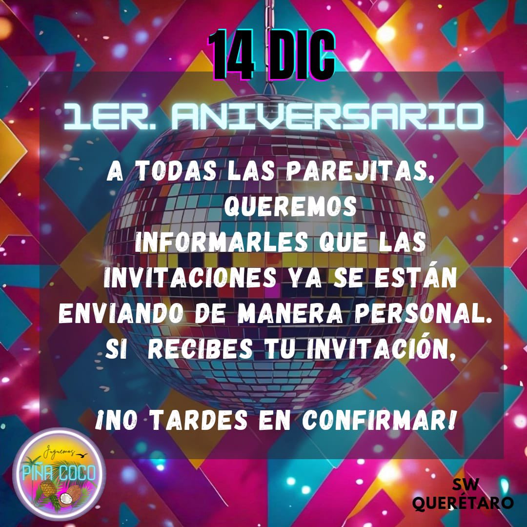 🚨 Atención 🚨
No tardes en confirmar, el cupo es limitado. 

¡Nos encantará recibirte! 

🍍🥥