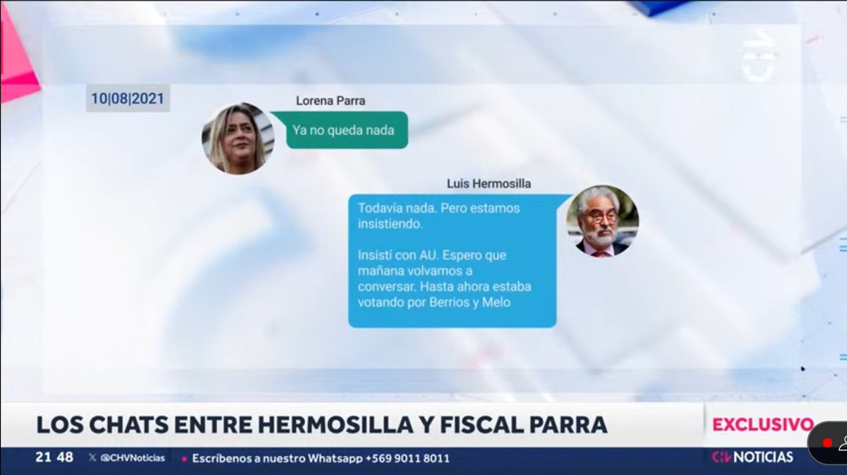 RobertoMerken's tweet photo. 🔴 El ataque de Juan Pablo Hermosilla a la fiscal Lorena Parra:

1. El 4 de septiembre del presente año Juan Pablo Hermosilla solicita los wassap de su Hermanos Luis Hermosilla a la Fiscalía. 

2. El 16 de septiembre Juan Pablo Hermosilla, con los wassap en mano, pide que se saque a la fiscal Lorena Parra, ya que acusa que esta involucrada con lo que se investiga.

3. Hace 4 días la fiscal Lorena Parra en 24 Horas de TVN da una entrevista en donde señala explicitamente que pidió a Luis Hermosilla que presente sus antecedentes para promover su cargo (Ver Vídeo).

4. El 2 de octubre la Fiscalía rechaza la solicitud de remoción presentada por Juan Pablo Hermosilla, ya que no hay ninguna norma que la fiscal Parra haya roto.

5. Hoy llegan a mano de Chilevisión los chats de Luis Hermosilla con la Fiscal Parra, y se miente, ya que se dice que la fiscal había negado los contactos con Luis Hermosilla, cuando eso lo había expuesto.

6. Como la defensa de Luis Hermosilla no pudo sacar a la fiscal Parra de manera legal lo está haciendo a través de la presión de los medios.

Algunos antecedentes y fuentes de lo expuesto:

https://t.co/8RlwbHk9Pw

https://t.co/mwIOPC1LT2

https://t.co/mf8YVqvQvM
