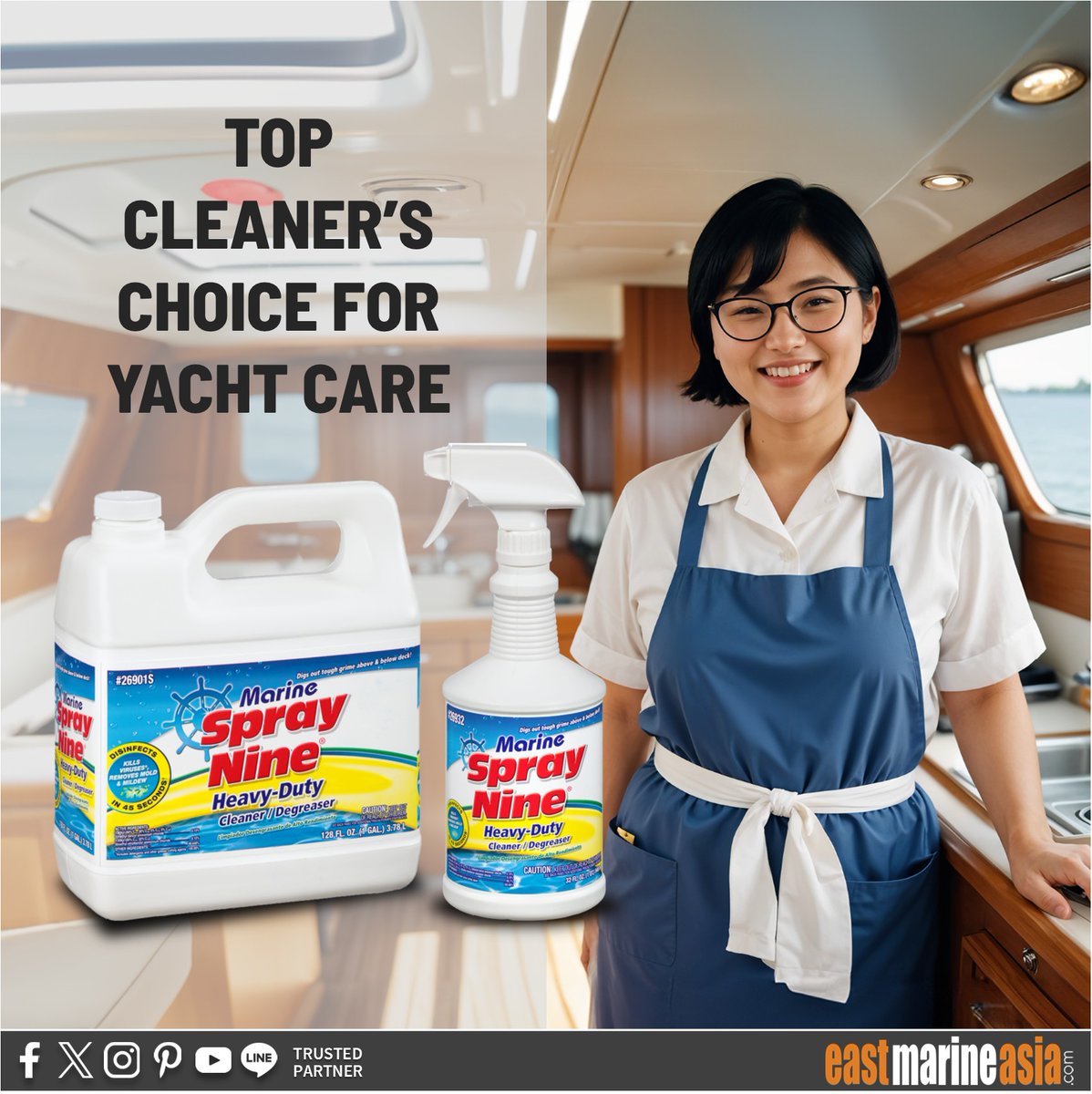 eastmarineasia's tweet photo. TOPβοΈ CLEANERβS CHOICE FOR YACHT CARE
Marine #SprayNine Cleaner
π Get yours at π #EastMarineAsia or buy it online at https://t.co/dDpbpxVTBa https://t.co/lZI9y1NQ5h