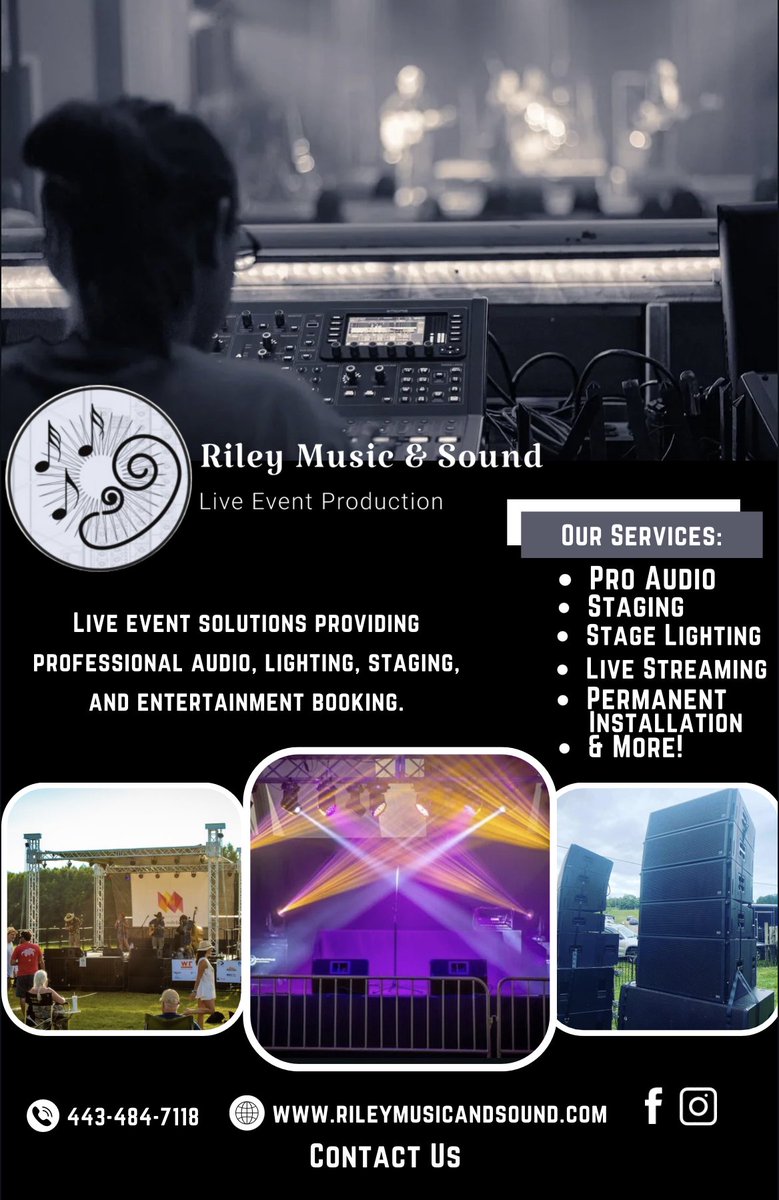 RileyMusicSound's tweet photo. ‼️Riley Music &amp; Sound offers full service event design! Pro audio/visual production, rentals, entertainment booking, staging, permanent installation for new/upcoming businesses, etc! RMS goes above and beyond for all of your event needs! Let's connect! https://t.co/YtXokpfPtV https://t.co/JN9mZvuFXE