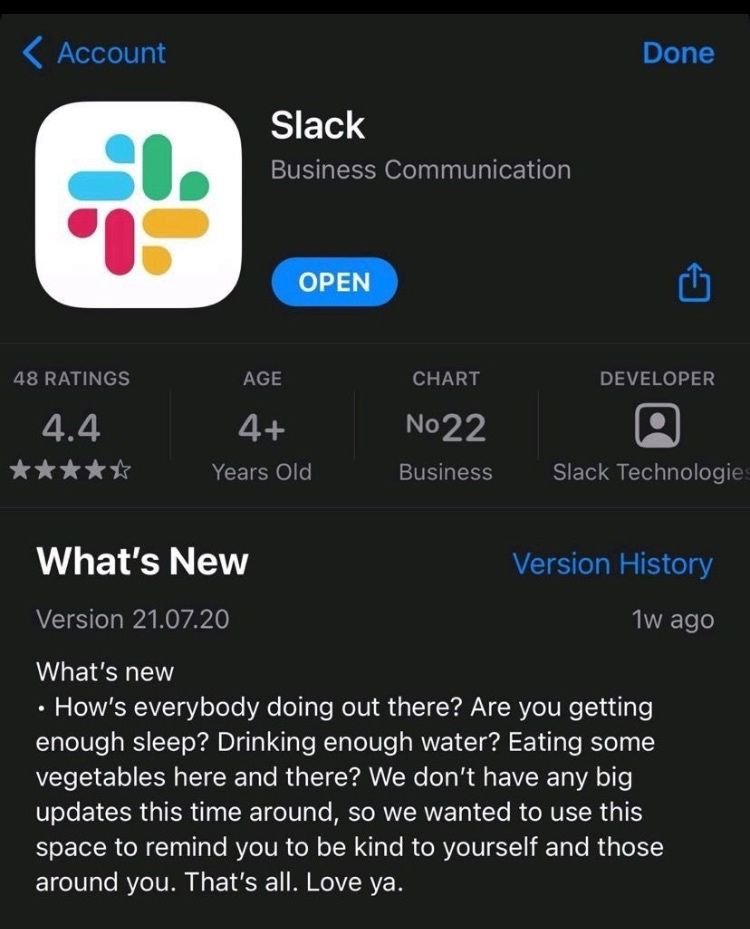 aakashg0's tweet image. Slack's release notes are brilliant.