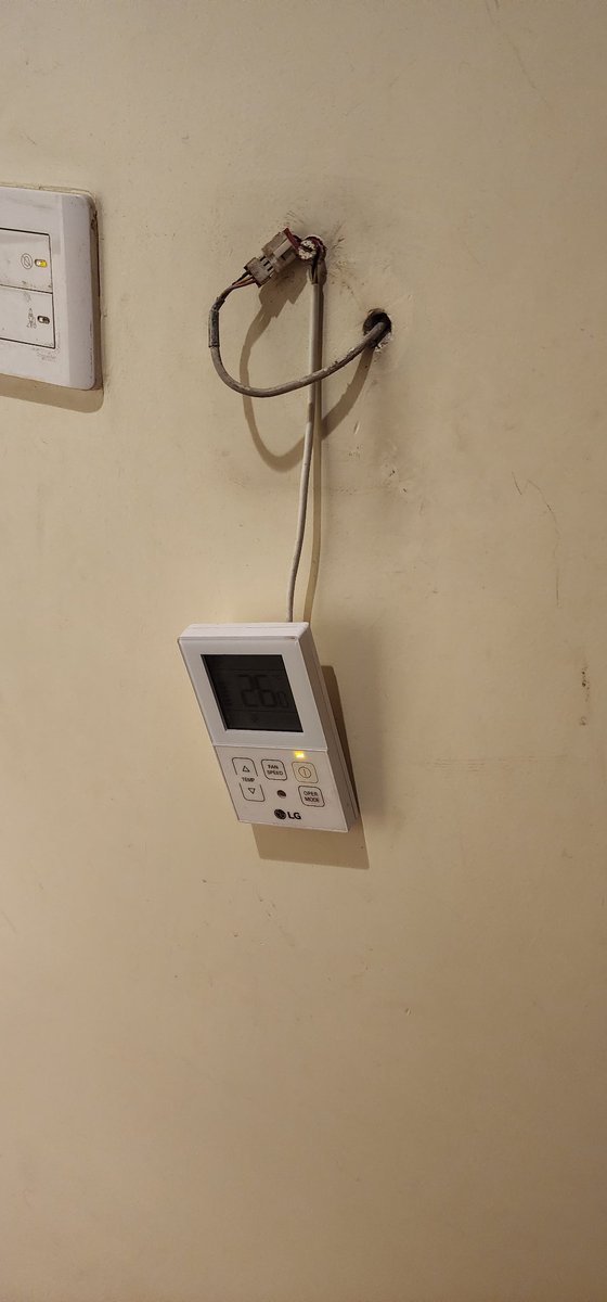sarryhere's tweet photo. @makemytripcare @makemytrip look at the Amenities furniture coming apart, Loose wires for AC control, no saftey latch in main door, door frame skirting totally broken, washroom door doesnt close, No exhaust in washroom
Staff has no clue. 
Totally unacceptable https://t.co/qkbT4Q3clp