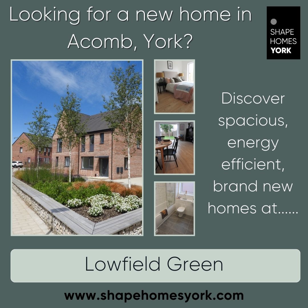 Did you know…...
 
A new build home could save you up to £183 a month on energy bills.

All homes at Lowfield Green are rated either EPC A or B.

New builds emit 61% less carbon per year when compared to older homes.
 
shapehomesyork.com
 
*Data from ‘Watt a save’ report