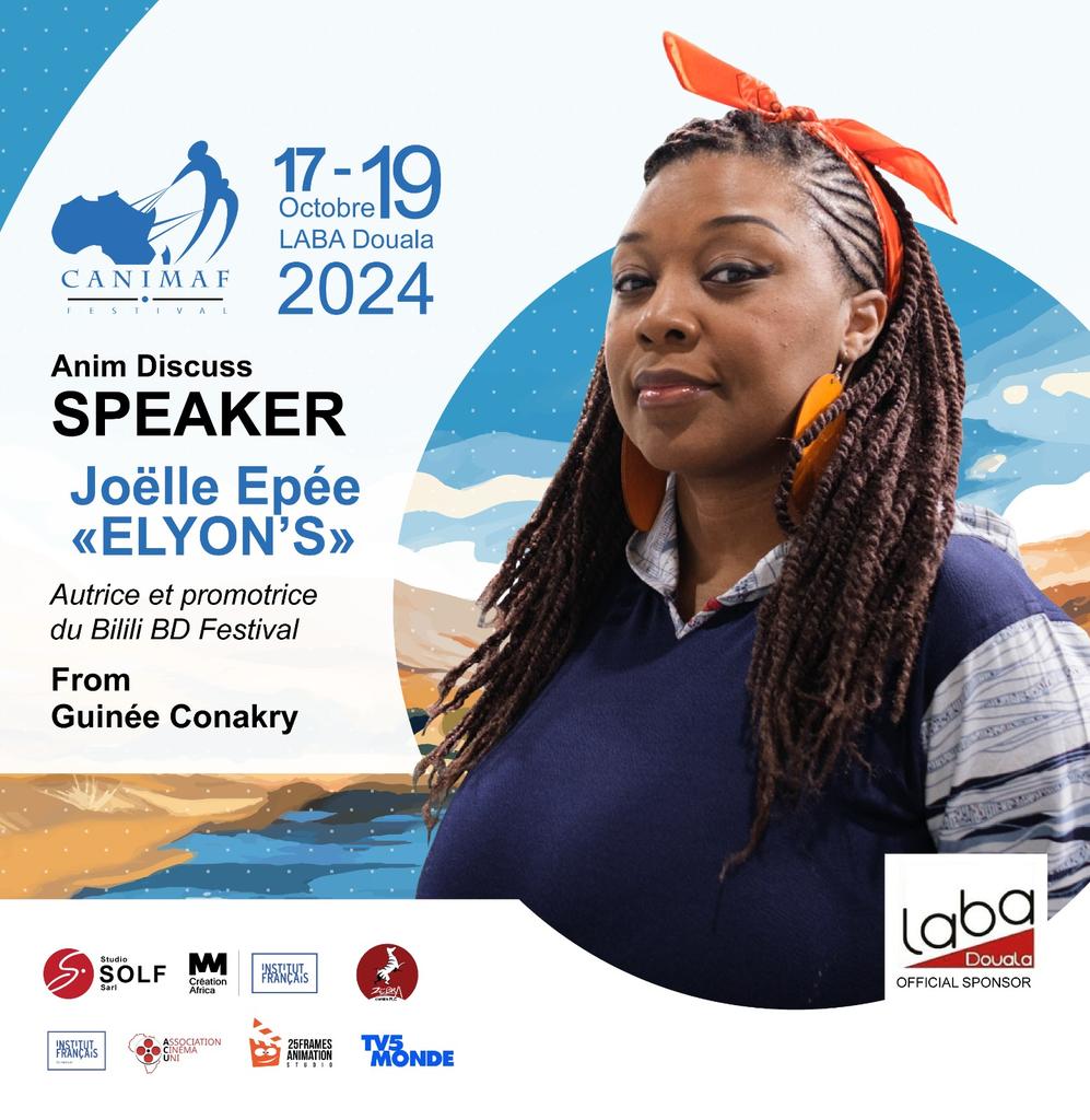 canimaf's tweet photo. Special Guest 2024
Joëlle Epée Mandengue -who signed Elyon's- is the creator and
director of the International Comics Festival of Congo: Bilili BD Festival
@CANIMAF2024 @Elyon_s #creationafrica @zebracomicsplc #if_officiel #laba_douala #studiosolf https://t.co/d8CEOyD6Vt