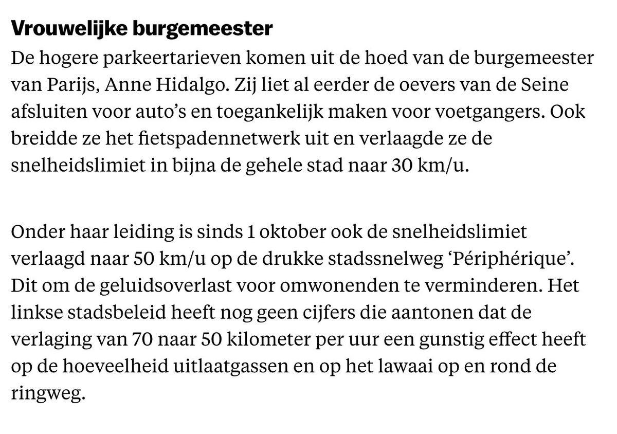 Sorry <a href="/parool/">Het Parool</a> maar HOEZO is de kop hier 'vrouwelijke burgemeester'? Dat heeft er toch echt helemaal niks mee te maken. Het gaat over SUV's.