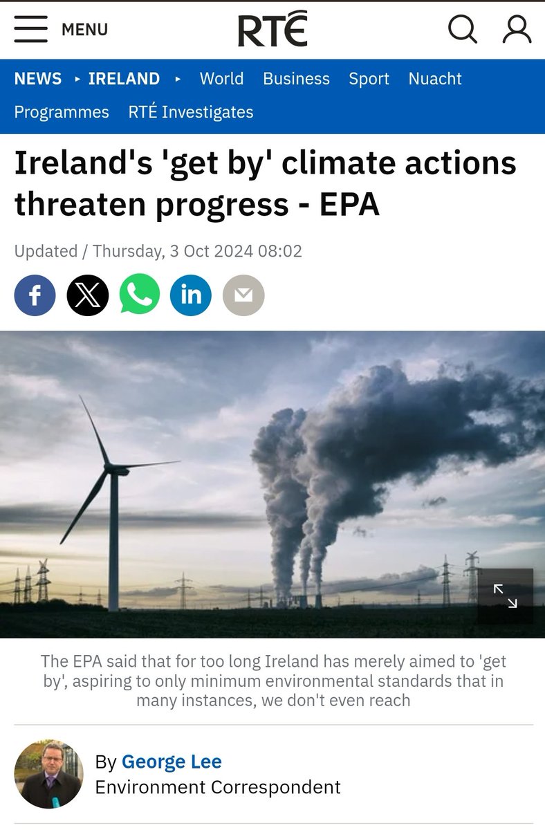 "The EPA said that for too long Ireland has merely aimed to "get by", aspiring to only minimum environmental standards and that in many instances, those standards are not reached"

It is past time the Irish government considers #NuclearEnergy , the EUs largest clean energy source