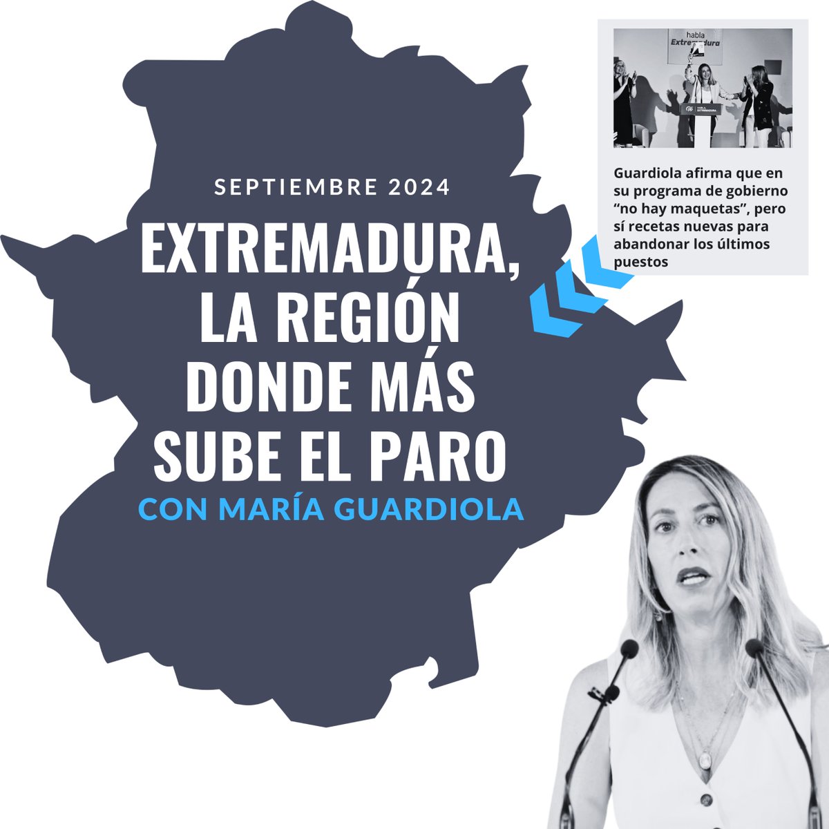 PSOEC's tweet photo. 🤥 #Guardiola prometió recetas infalibles para abandonar los últimos puestos. Sus recetas ya tienen resultado:  

❌ 6 cada 10 parados son extremeños
❌ #Extremadura destruye empleo, España crea empleo
❌ Extremadura es la región donde más sube el paro

#GuardiolaMiente 🤥 https://t.co/GlP5ZyvJzf