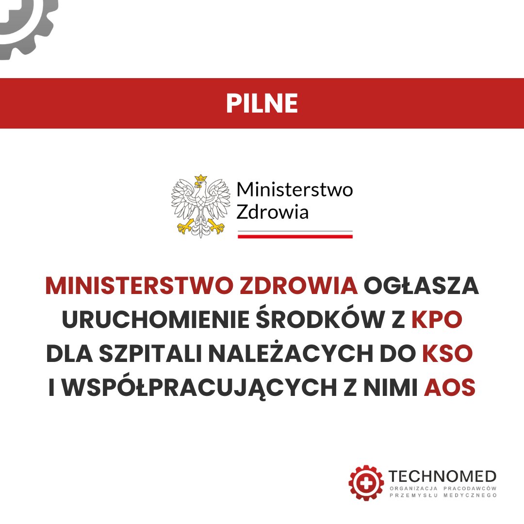 OPPM TECHNOMED (@oppm_technomed) on Twitter photo Już dziś o 10.00 rozpoczyna się w <a href="/MZ_GOV_PL/">Ministerstwo Zdrowia</a> konferencja prasowa dotycząca naboru do programu „Rozwój i modernizacja szpitali należących do Krajowej Sieci Onkologicznej oraz współpracujących z nimi ośrodków opieki ambulatoryjnej (AOS)”
Środki pochodzą z #KPO Już dziś o 10.00 rozpoczyna się w <a href="/MZ_GOV_PL/">Ministerstwo Zdrowia</a> konferencja prasowa dotycząca naboru do programu „Rozwój i modernizacja szpitali należących do Krajowej Sieci Onkologicznej oraz współpracujących z nimi ośrodków opieki ambulatoryjnej (AOS)”
Środki pochodzą z #KPO