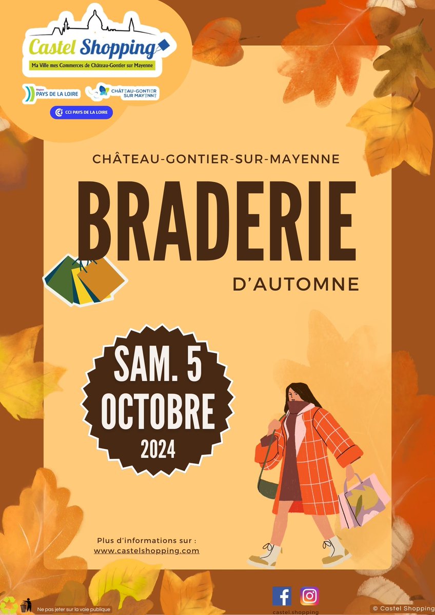chateau_gontier's tweet photo. 🛍️Aujourd'hui samedi 5 octobre, c'est la #braderie d'automne de @castel_shopping
Très bonne journée aux #commerçants mobilisés et aux clients qui vont réaliser de bonnes affaires👍
#shopping #commercesdeproximité #acheterlocal https://t.co/rAph3yPeZl