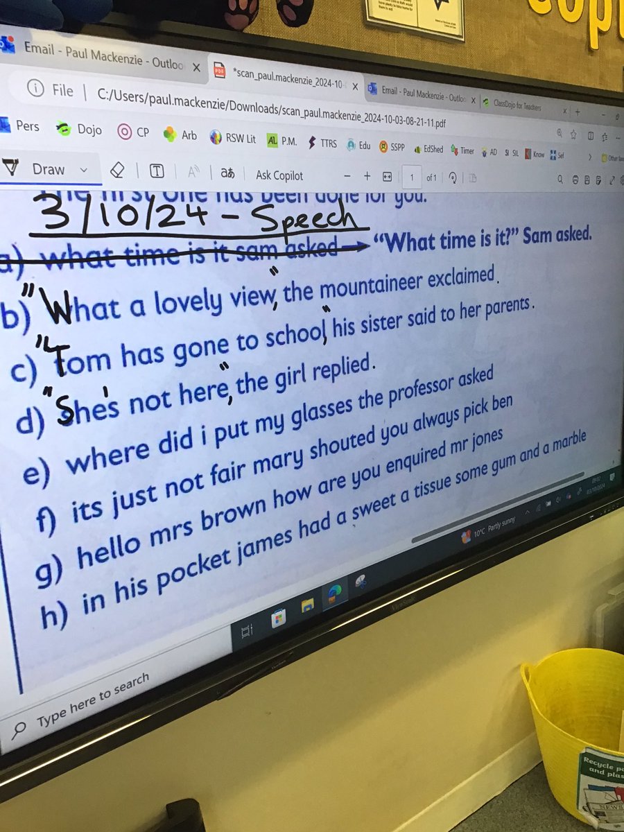 StPPPrimaryY4's tweet image. No better way to start the day than with correcting punctuation #Writing #Speechmarks