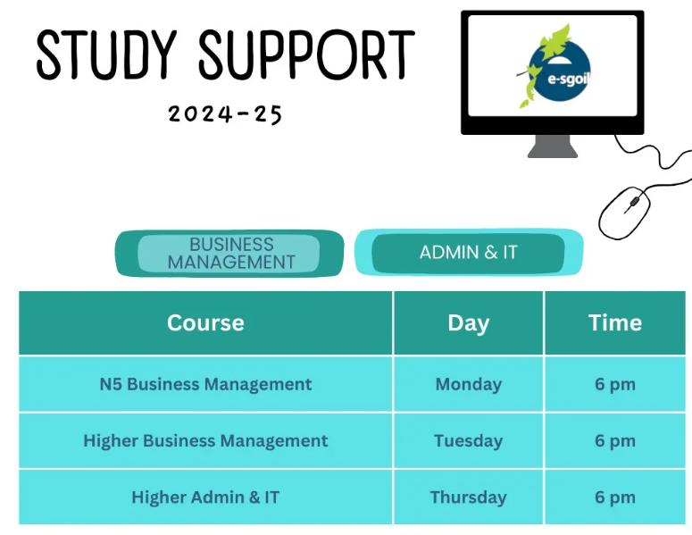 MarrBusiness's tweet photo. 📢Calling all Business Ed students - @eSgoil are offering supported study sessions for N5 &amp; H Business &amp; H Admin. 

Great opportunity for some additional revision! Don't forget to register with the link below 💡

https://t.co/OTnIlILMIL

@MarrColOfficial #SupportedStudy #Revision https://t.co/LBA668gTPw