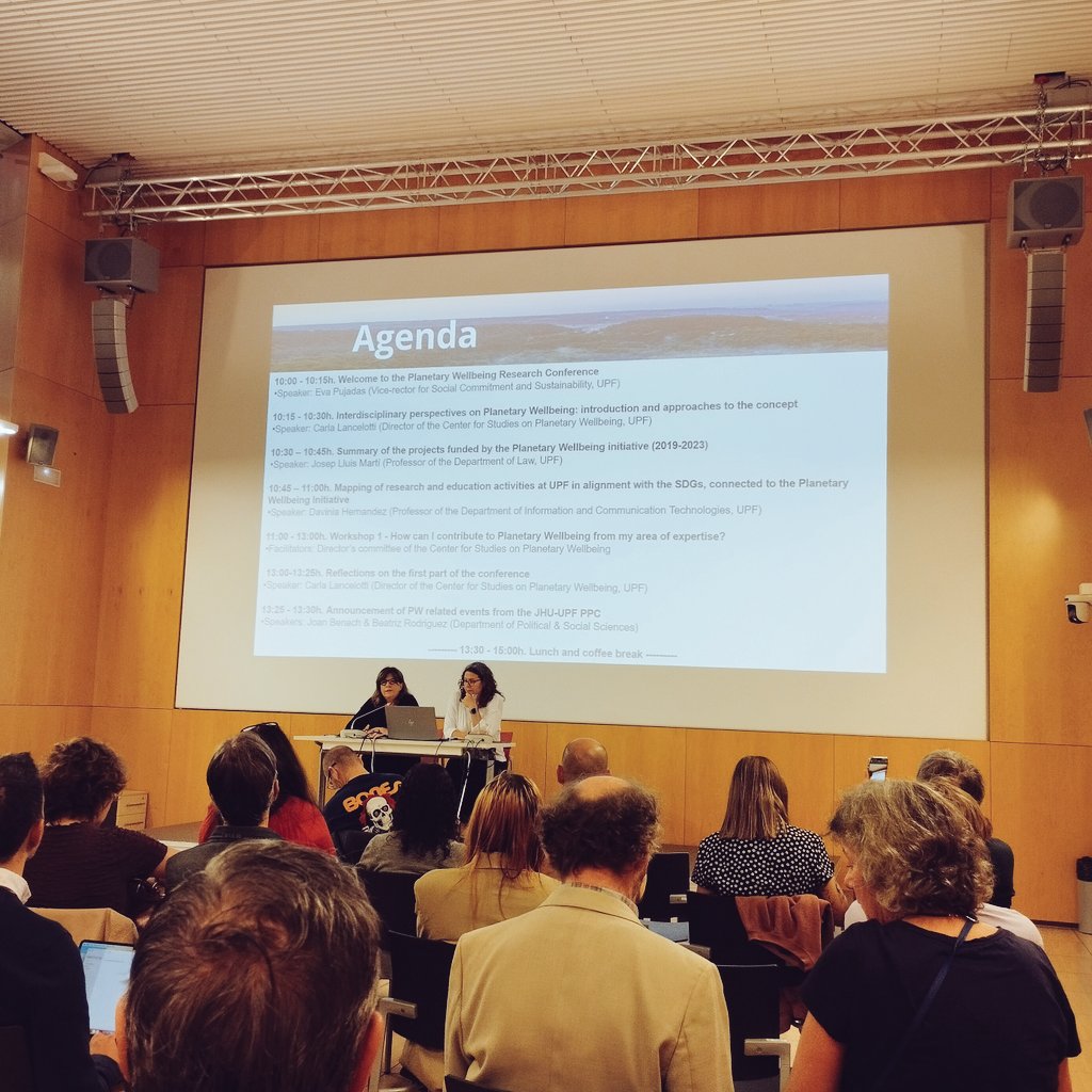 The vice-rector for Social Commitment and Sustainability, Eva Pujadas, opens the Planetary Wellbeing conference at UPF. 
Pleased to participate in its research initiatives!