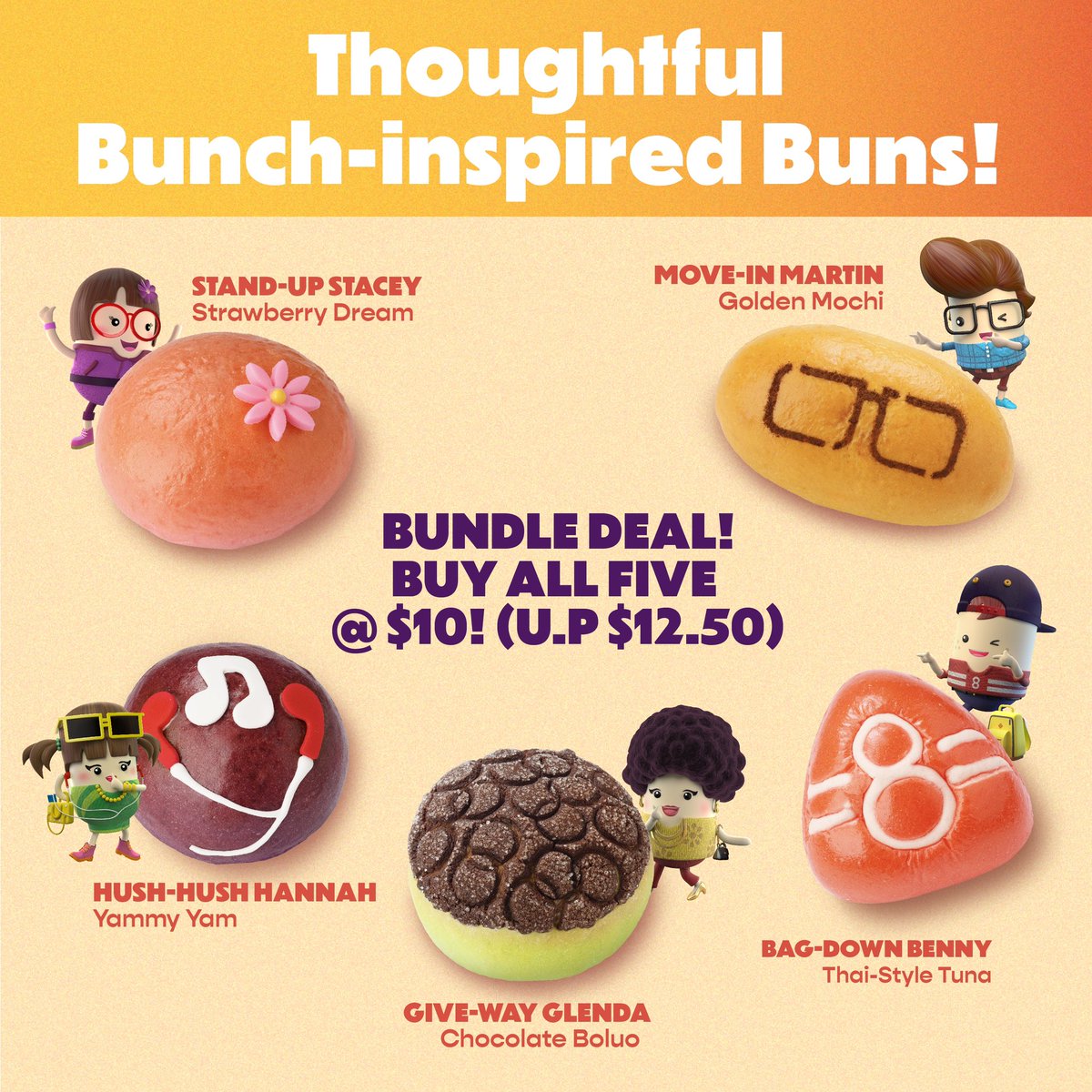 LTAsg's tweet photo. We’ve partnered with local favourite, BreadTalk, to create 9 limited-edition Thoughtful Bunch-themed buns, cakes and toast in celebration of the Thoughtful Bunch’s 10-year anniversary! 🍞🍰
#BreadTalk #BreadTalkSG #Thoughtful10Yrs #ThoughtfulBunch https://t.co/Qrf7A5GsWu