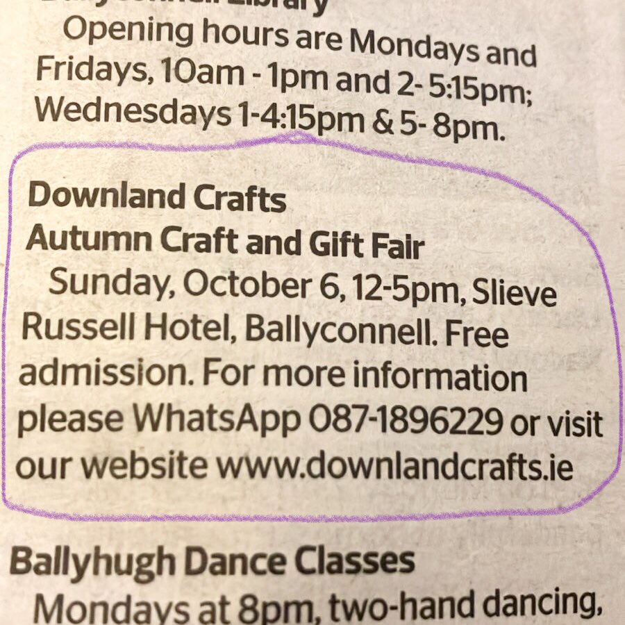 Lots more mentions in the local press this week for our autumn craft and gift fair this Sunday. Come join us for a great day out and help support your local crafters and small businesses. #craftfair #craftmarket #handmadecrafts #craftsupplies #food #gifts #craftbizparty #iomst