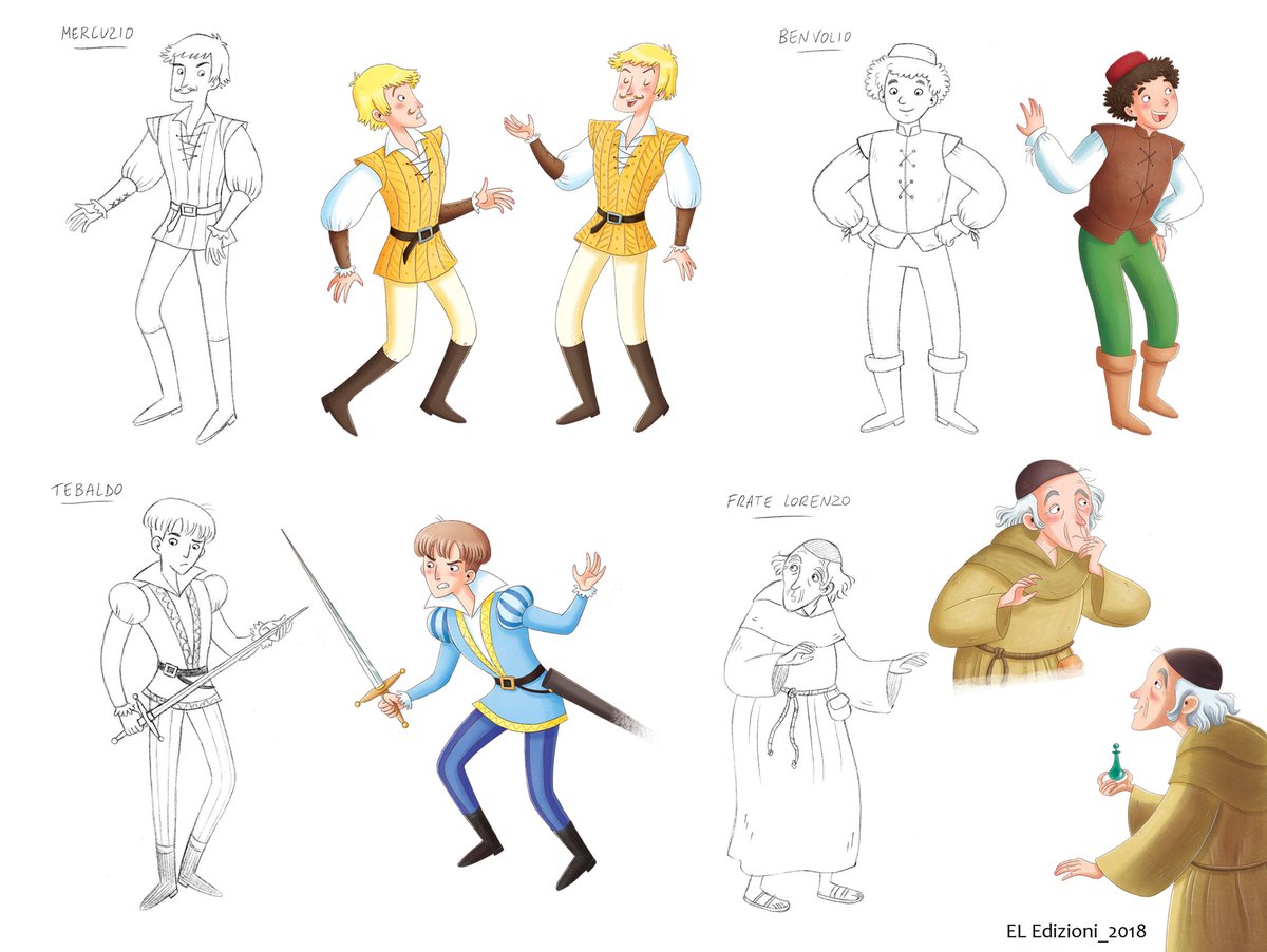 A few character designs from the past

#characterdesign #illustration #RomeoeGiulietta #FiabaIntasca #EdizioniEL #RomeoAndJuliet #characterposes