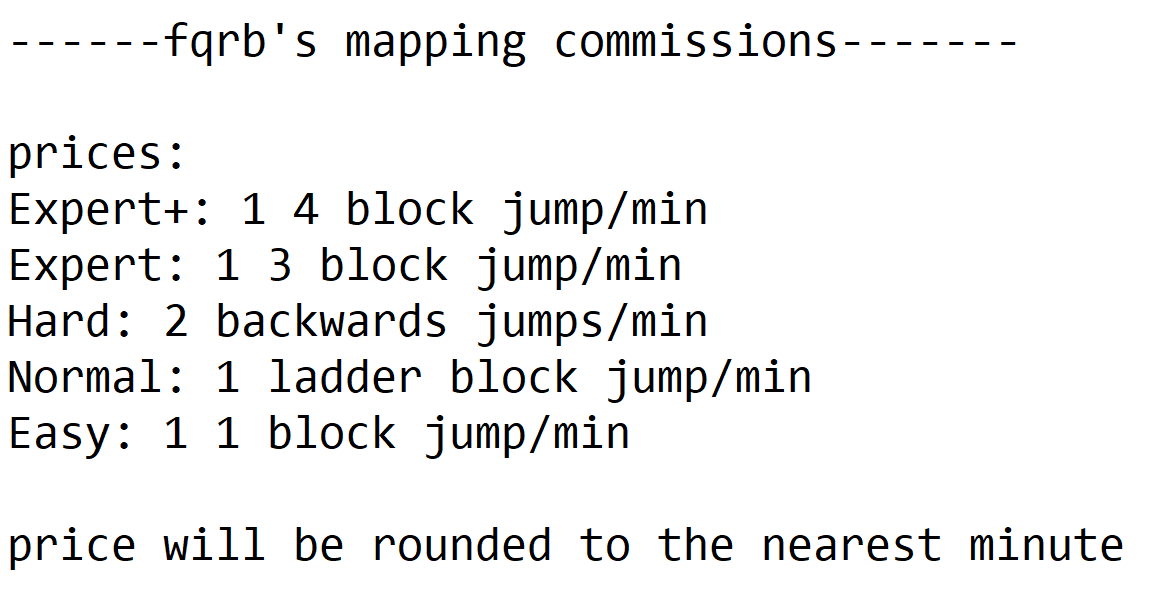 hey guys, these are my new mapping commission prices