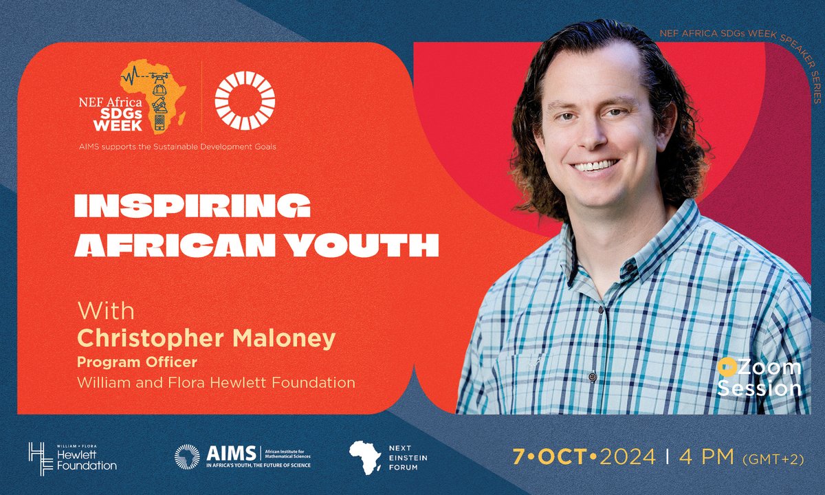 Excited to announce Chris Maloney, Program Officer at the <a href="/Hewlett_Found/">Hewlett Foundation</a>, as a speaker for the NEF #AfricaSDGsWeek launch on Oct 7, 2024!  

He'll inspire Africa's youth to lead with innovation &amp; drive progress toward the #SDGs.   

Register now: shorturl.at/qpNnI