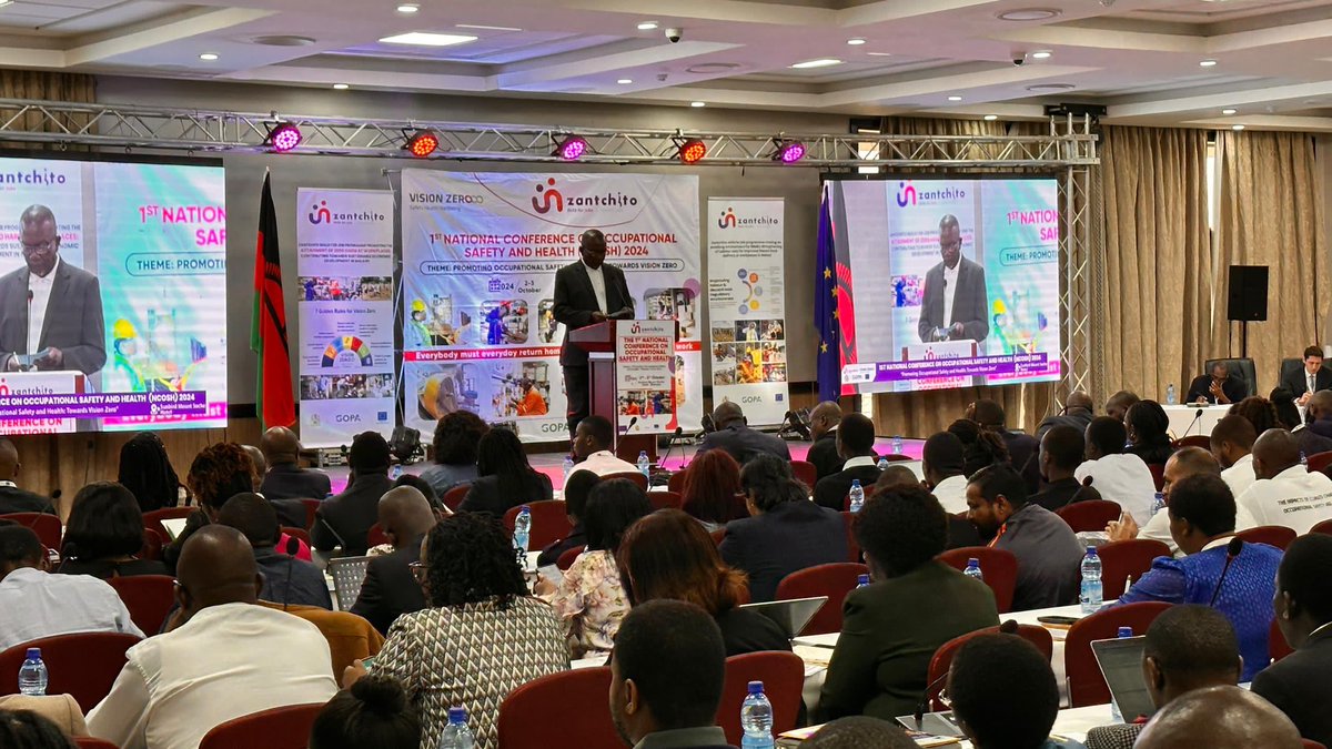 ilolusaka's tweet photo. @EUinMalawi funded #Zantchito #Skills for Jobs & Decent Work Programme holds 2-day National Occupational Safety & Health (OSH) conference at Sunbird Mount Soche Hotel in Blantyre, Malawi. The event has drawn participation from @ILO, @MalawiGovt, @ecam_m, #MCTU & industry players. https://t.co/HkLI1En0AQ