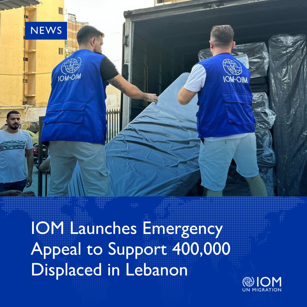 ‼️ The worsening humanitarian situation in #Lebanon is alarming.

1,600 lives have already been lost with 6,000 others injured in recent days. It is paramount that civilians are protected.

IOM is delivering assistance, but continued support is needed. iom.int/ZSZ
