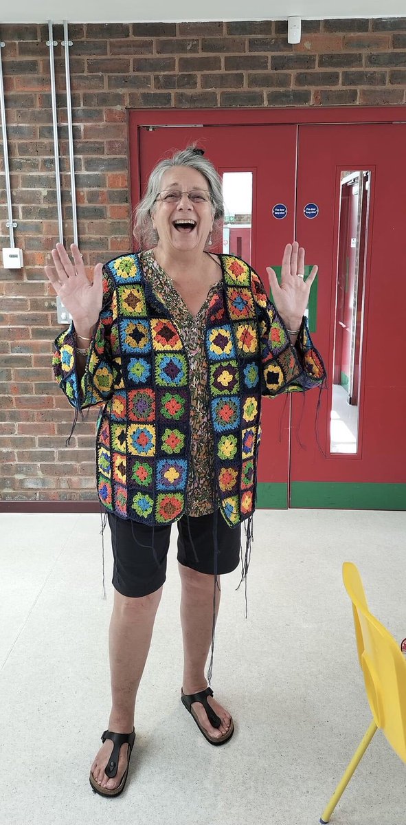 This jacket took nearly a year of patient hardwork square by square, from Susan, beginner to improver, with the expert help of our tutor Sylvia Becker of <a href="/CrochetAndYarns/">HookedOnCrochet.net</a> at The Moorings Thamesmead. @thamesmeadnow supported by <a href="/LondonPeabody/">Peabody London</a> #textileart