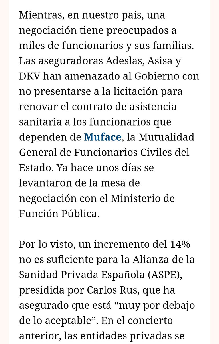 Hoy en el boletín de economía de <a href="/eldiarioes/">elDiario.es</a> cuentan una buena noticia para la Atención Primaria y la sanidad pública: las mutualidades de funcionarios estan en peligro. Buen momento para acabar con MUFACE y su sistema paralelo.
mailchi.mp/709d3c4933fe/e…