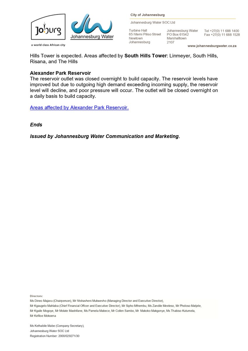 Johannesburg Water tweet media