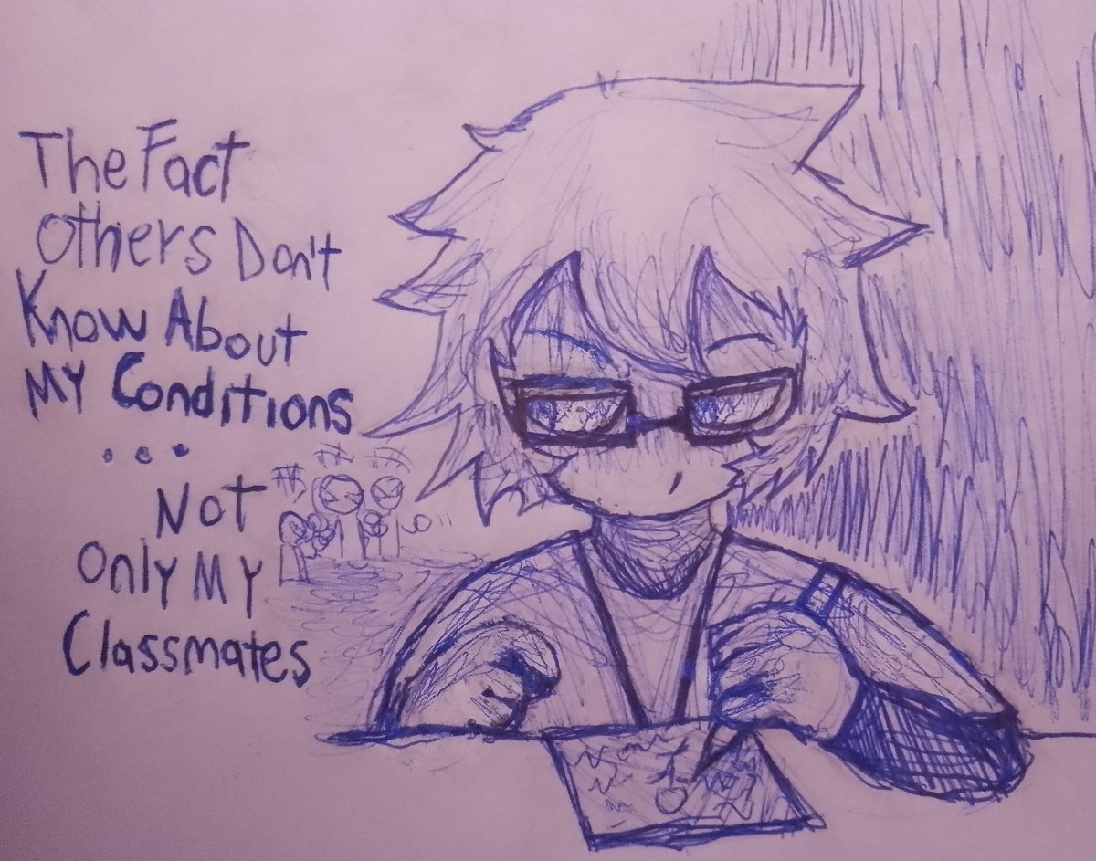 Pire6_16's tweet photo. I'm Wierdo, I'am?
#personalstuff #stuff #personal #draw #drawing #book #sketch #sketchbook #doodle #doodles #personalblog #persona #irl #conditions #school #classmates #people #illness #autistcartist #art #autism #autistic #asd #adhd #eid #ptsd #haphephobia https://t.co/btvMt9y2tL