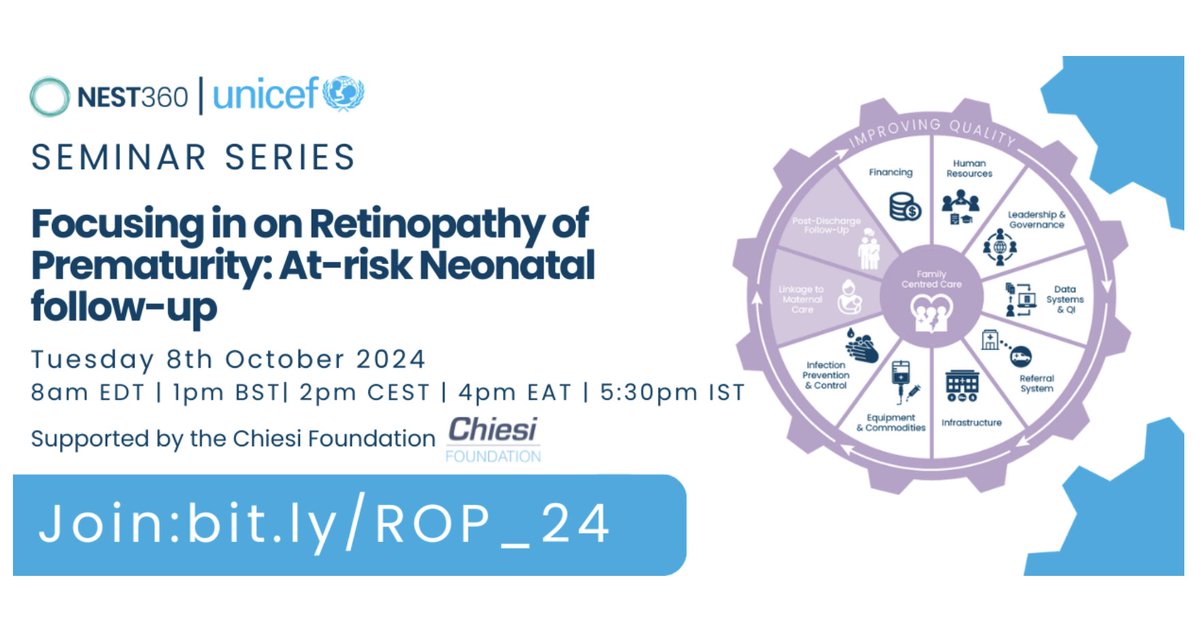 AlignMNH (@alignmnh) on Twitter photo Join <a href="/NewbornToolkit/">Newborn Toolkit</a> on Tue Oct 8 for a webinar on retinopathy of prematurity (ROP): priorities for action & innovs: newborntoolkit.org/events/rop-neo…
ROP discussions to feature: Africa's networks driving change, Latin America's ROP learning systems & India's lessons for ROP care. Join <a href="/NewbornToolkit/">Newborn Toolkit</a> on Tue Oct 8 for a webinar on retinopathy of prematurity (ROP): priorities for action & innovs: newborntoolkit.org/events/rop-neo…
ROP discussions to feature: Africa's networks driving change, Latin America's ROP learning systems & India's lessons for ROP care.