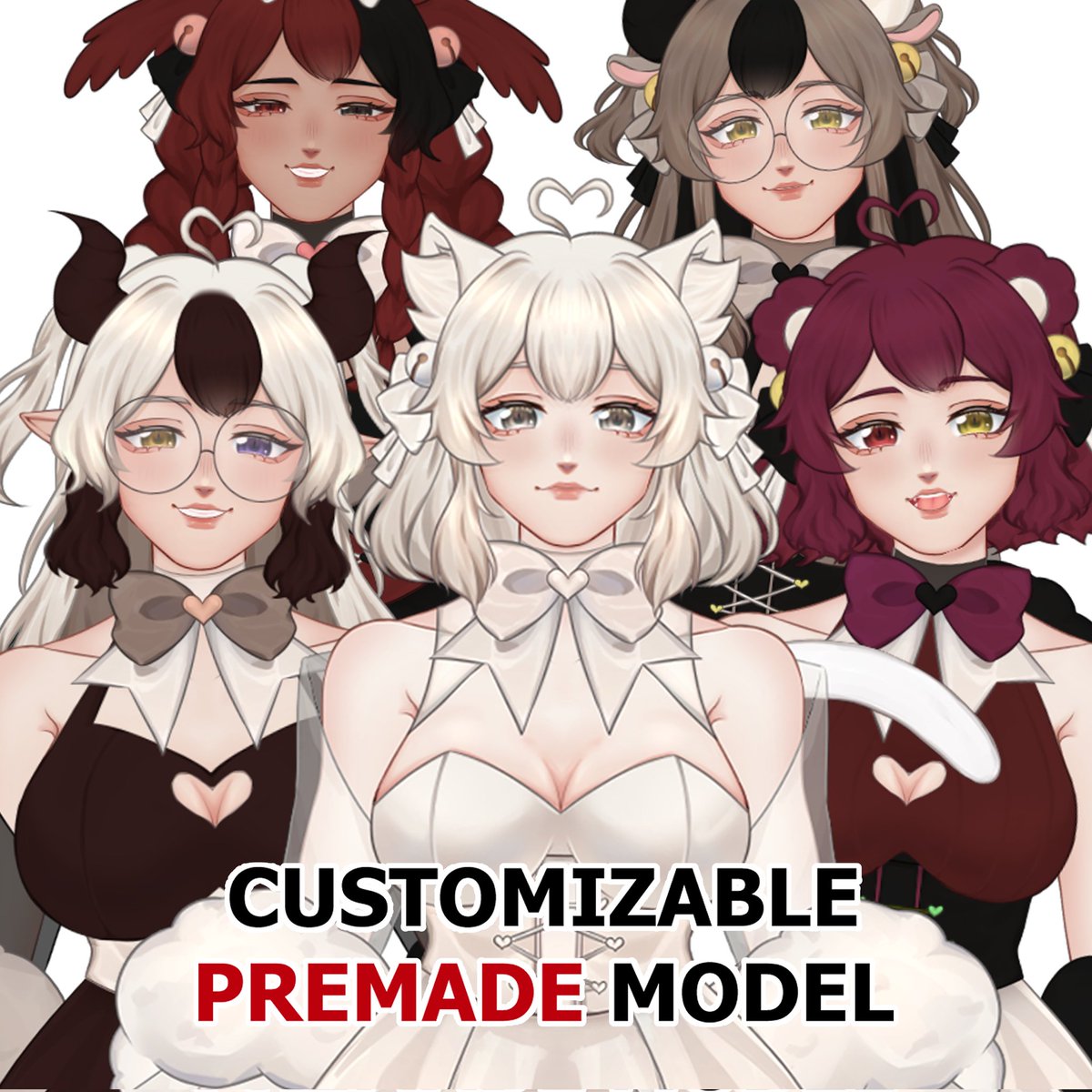maygebee's tweet photo. psstt are you an aspiring VTuber? Or perhaps someone that's looking for an affordable Live2D model?

I made a few affordable premades that you allows you to fully customize your model to a certain extent!

RTs will be much appreciated! (♡ˊ͈ ꒳ ˋ͈)