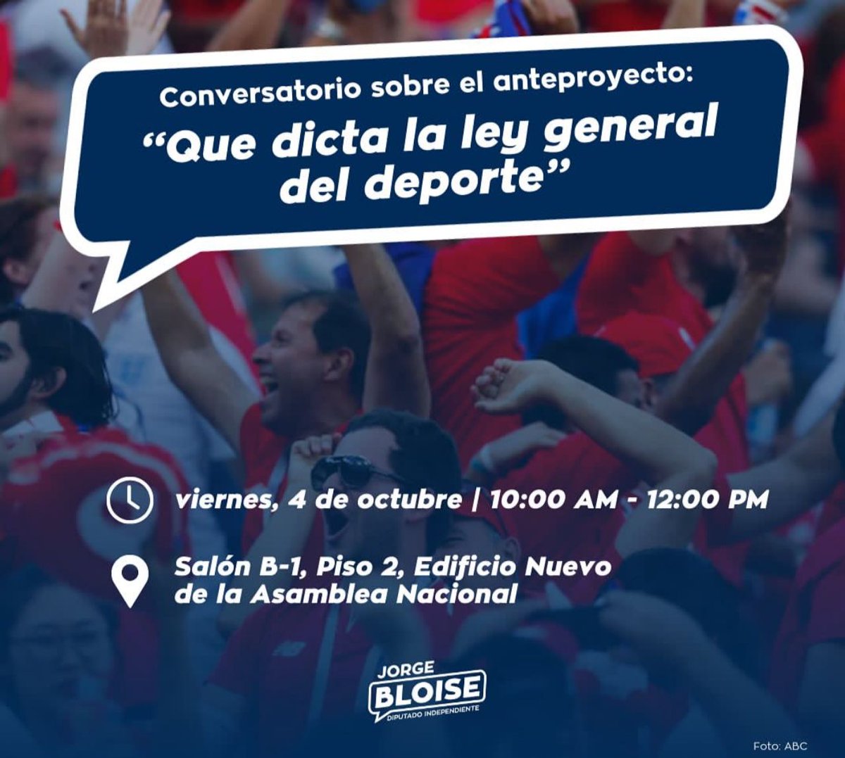 Allí estaré en primera fila.
Los que creen que el anteproyecto es un modelo de gestión deportiva público- privada beneficioso para el Estado,les aconsejo "pilar" mucho o llevar "batería".
<a href="/asambleapa/">Asamblea Nacional</a> <a href="/prensacom/">La Prensa Panamá</a> <a href="/presidenciapma/">Presidencia de la República de Panamá</a> <a href="/eflorescastro/">Eduardo Flores C.</a>
