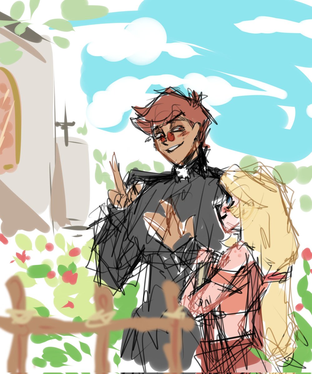 human au, Alastor, who went into religion to restrain his violent impulses and bad thoughts, and Charlie, a sweet girl from a RIGHT family who wants to sing in the church choir. +

Artist: @/damntheyare (Tumblr)

#charlastor #chalastor #aracha #radiobelle