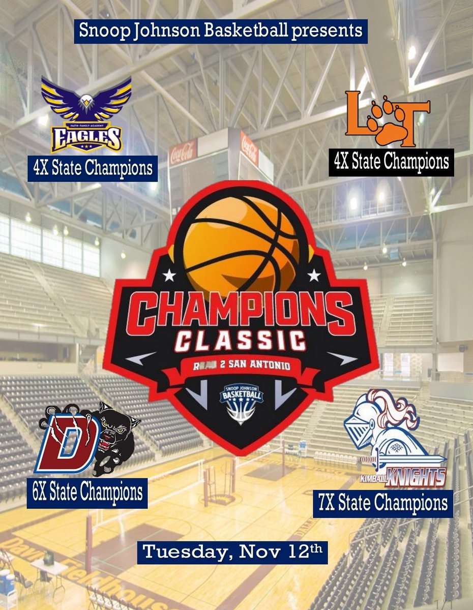 20 UIL titles, 4 schools, 2 games, 1 court. The BEST vs The BEST. Only at the Champions Classic. The hottest boys basketball doubleheader in Texas. Coming Tuesday, November 12th. Tickets going on sell SOON. Mark your calendar 📆. You know who bringing the 🔥.#ITrustMyEyes