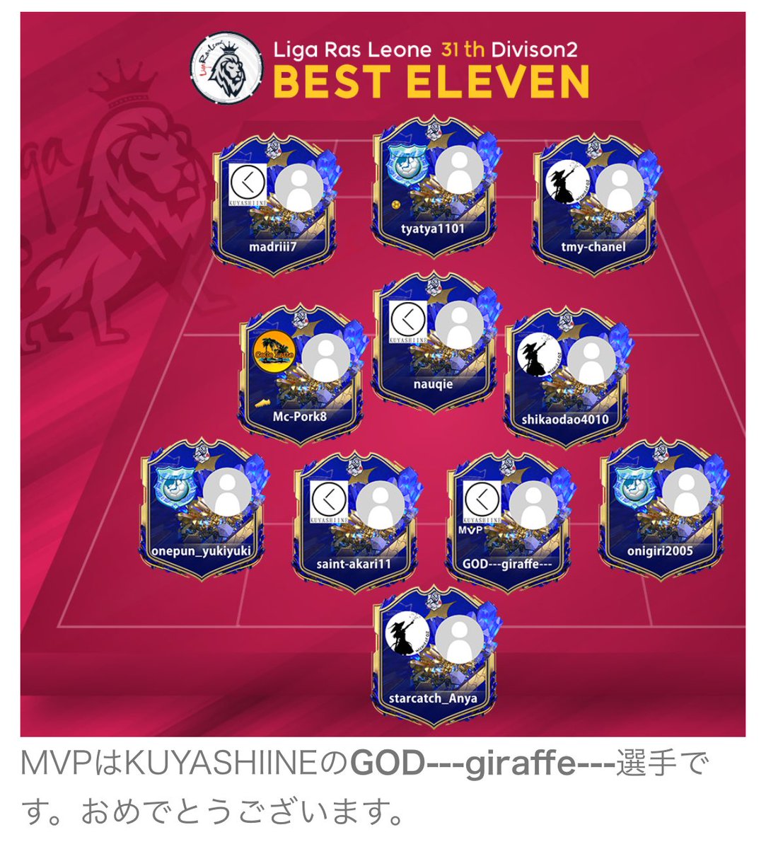 おめでとう、優勝もおめでとう