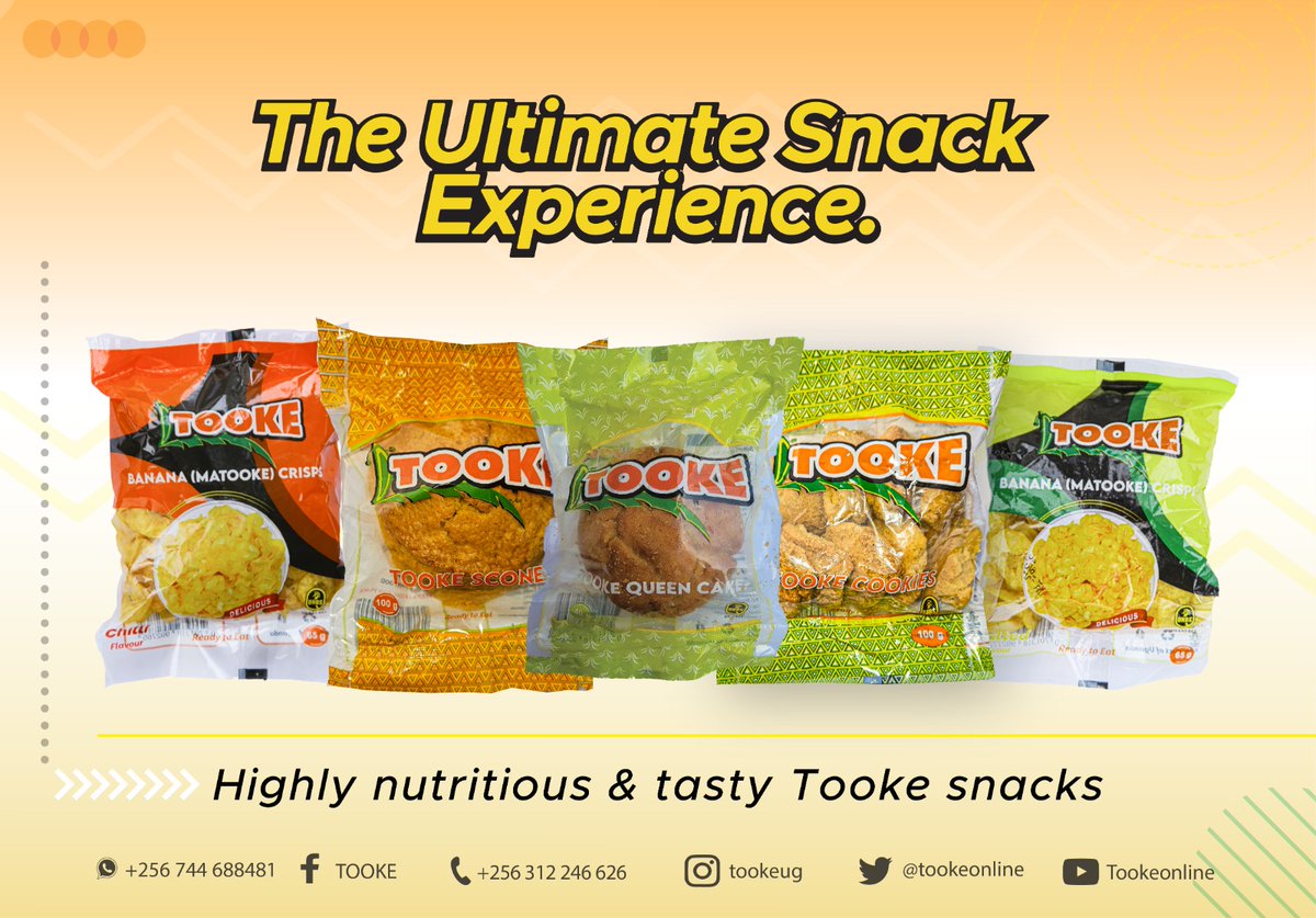 tookeonline's tweet photo. Enjoy nutritious  Snacks from our @tookeonline range of products available on the market.

#BananaValueAddition
#TookeCrisps
#TookeScones 
#TookeQueenCakes
#TookeCookies
#TOOKE
#GreenBananaFlour https://t.co/gozFAqIMdq