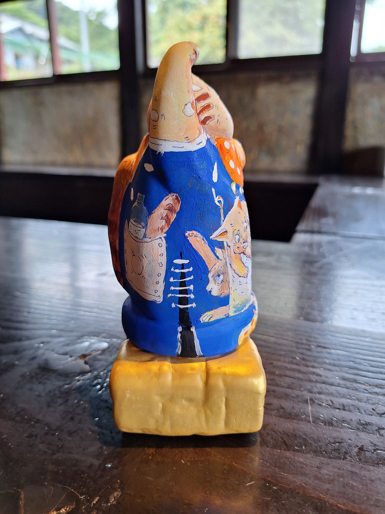 畑中優　不羈　道化師の油彩画 木製フレーム付き 畑中優 不羈 道化師の油彩画 木製フレーム付き