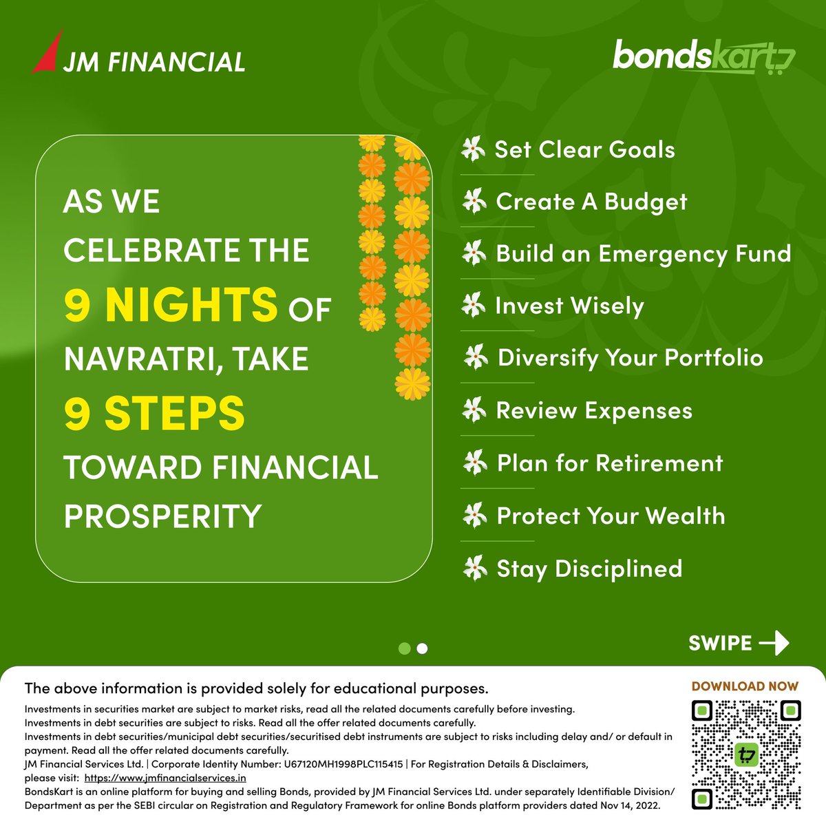 bondskart's tweet photo. Celebrate the strength of investment this Navratri with Bondskart! 
Just as each day of Navratri brings new blessings, let your bonds grow stronger and your portfolio more secure. Happy Navratri!
#happynavratri #navratri2024 #jaimatadi #duggadugga https://t.co/Z8NW8lwQ3f