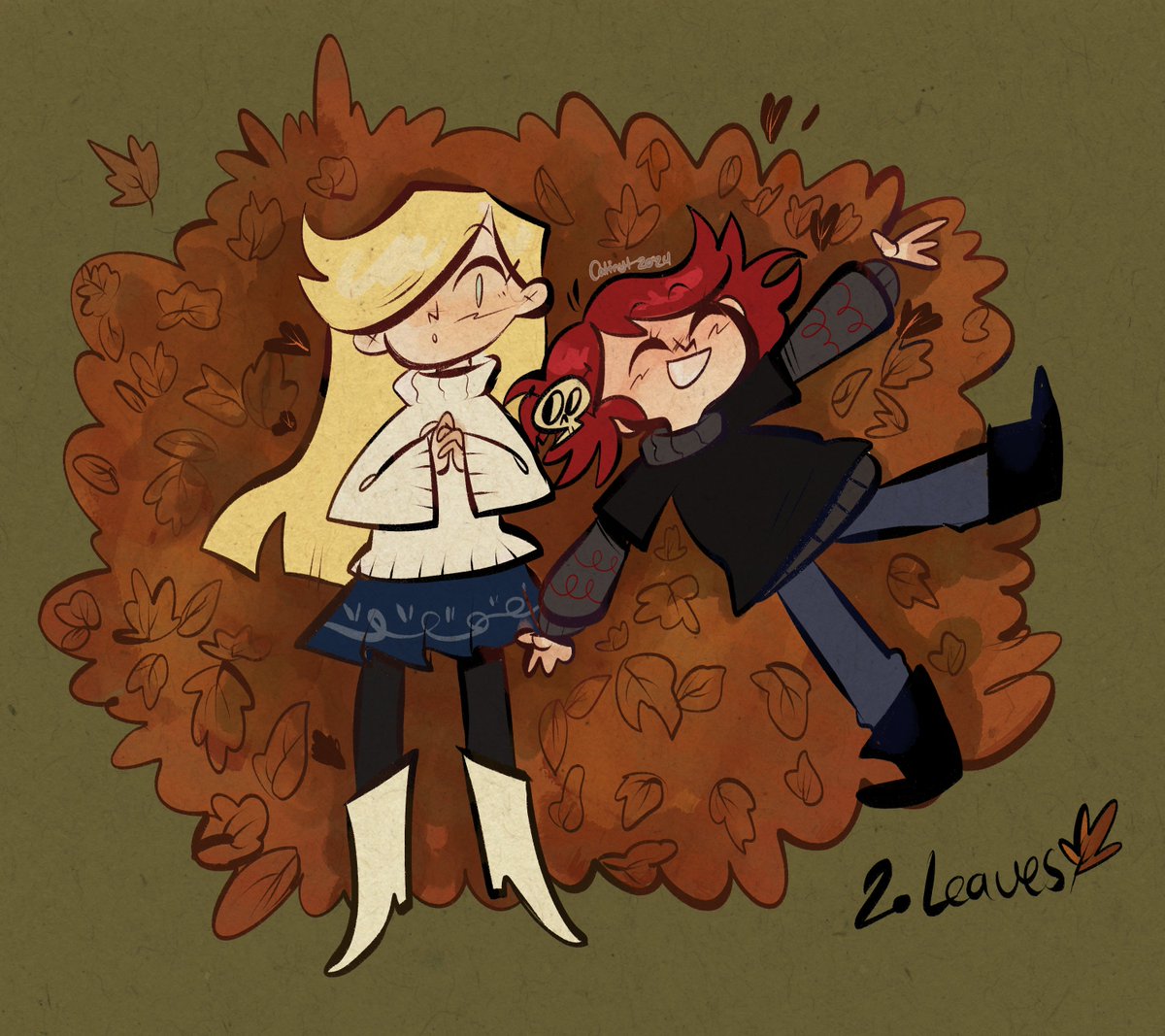 Catinyt's tweet photo. 2nd ay of Spookysweetober: leaves!🍂✨ https://t.co/Awrm5xByhy
