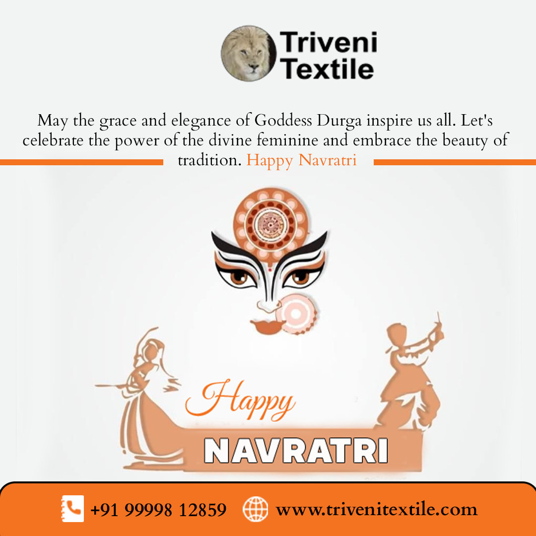 TriveniTextile's tweet photo. At Triveni Textile, we celebrate the grace, strength, and elegance of Goddess Durga. This Navratri, let’s honor the divine feminine and cherish the timeless beauty of tradition in every thread we weave. Wishing you all a vibrant and blessed Navratri! ✨🙏 
#HappyNavratri https://t.co/1oyBdwgyWh