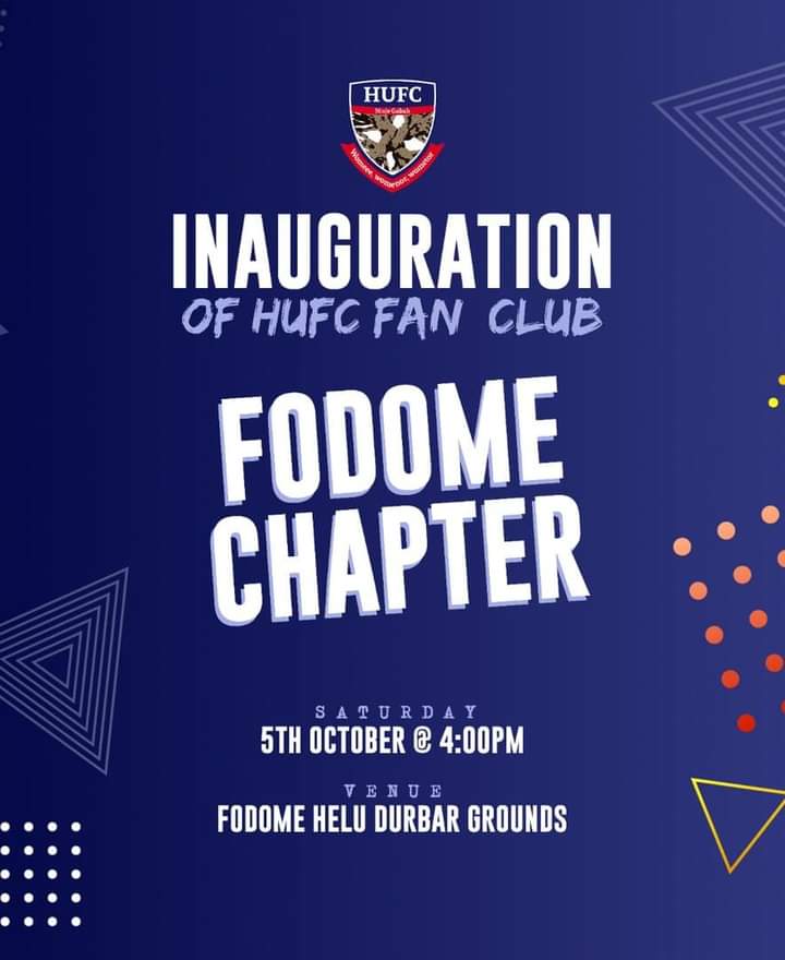 📍𝐋𝐎𝐀𝐃𝐈𝐍𝐆………..

𝗜𝗡𝗔𝗨𝗚𝗨𝗥𝗔𝗧𝗜𝗢𝗡 𝗢𝗙 HUFC 𝗙𝗔𝗡 𝗖𝗟𝗨𝗕 𝗜𝗡 𝗙𝗢𝗗𝗢𝗠𝗘.

Watch out for #𝐇𝐔𝐅𝐂 crew as we storm Fodome on Saturday.

🔴⚪️🔴Womeeeeee! Womeeenor! Womeeetor!

#𝘃𝗶𝘀𝗶𝘁𝗵𝗼𝗵𝗼𝗲 #𝐉𝐏𝐀𝟒𝐢𝐦𝐩𝐚𝐜𝐭 #Verasure