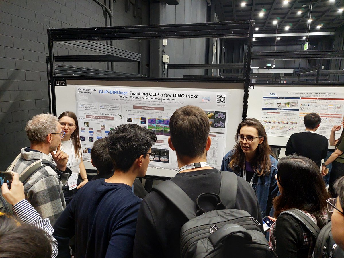 Andrei Bursuc (@abursuc) on Twitter photo Thank you all for stopping by our poster. It was really fun!
Check out our CLIP-DINOiser code and paper here wysoczanska.github.io/CLIP_DINOiser/
#eccv2024
This was such a fun collaboration with <a href="/mkwysoczanska/">Monika Wysoczańska</a> <a href="/oriane_simeoni/">Oriane Siméoni</a> <a href="/MichaelRamamon/">Michaël Ramamonjisoa</a> <a href="/tomasztrzcinsk1/">Tomasz Trzcinski</a> <a href="/ptrkprz/">Patrick Pérez</a> Thank you all for stopping by our poster. It was really fun!
Check out our CLIP-DINOiser code and paper here wysoczanska.github.io/CLIP_DINOiser/
#eccv2024
This was such a fun collaboration with <a href="/mkwysoczanska/">Monika Wysoczańska</a> <a href="/oriane_simeoni/">Oriane Siméoni</a> <a href="/MichaelRamamon/">Michaël Ramamonjisoa</a> <a href="/tomasztrzcinsk1/">Tomasz Trzcinski</a> <a href="/ptrkprz/">Patrick Pérez</a>