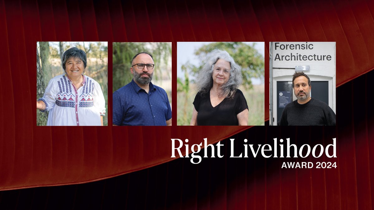 Right Livelihood (@rightlivelihood) on Twitter photo Introducing the 2024 #RightLivelihood Laureates:
🇵🇭 <a href="/JoanCarling/">Joan Carling</a>
🇵🇸 <a href="/Issaamro/">Issa Amro عيسى عمرو 🇵🇸</a> / <a href="/YASHebron/">Youth Against Settlements</a>
🇲🇿 Anabela Lemos / <a href="/JA4change/">JA! Justiça Ambiental Moçambique</a>
🇬🇧 <a href="/ForensicArchi/">Forensic Architecture</a>
These change-makers are committed to using non-violent methods to speak out against oppression & exploitation ➡️ rightlivelihood.org/2024-announcem… Introducing the 2024 #RightLivelihood Laureates:
🇵🇭 <a href="/JoanCarling/">Joan Carling</a>
🇵🇸 <a href="/Issaamro/">Issa Amro عيسى عمرو 🇵🇸</a> / <a href="/YASHebron/">Youth Against Settlements</a>
🇲🇿 Anabela Lemos / <a href="/JA4change/">JA! Justiça Ambiental Moçambique</a>
🇬🇧 <a href="/ForensicArchi/">Forensic Architecture</a>
These change-makers are committed to using non-violent methods to speak out against oppression & exploitation ➡️ rightlivelihood.org/2024-announcem…