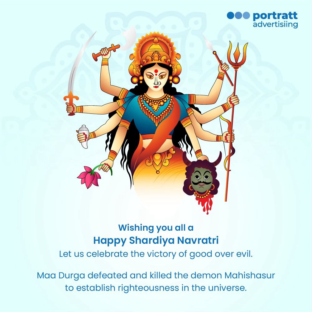 PortraitLtd's tweet photo. Wishing you all a Happy Shardiya Navratri

Let us celebrate Maa Durga’s victory of good over evil to establish righteousness in the universe. 

#ShardiyaNavratri #MaaDurga
#DurgaMaa #Navratri #Devi #NavratriSpecial #Garba #India #DurgaPuja #JaiMataDi #Durga #Festival #Love https://t.co/1OslZyEwAV