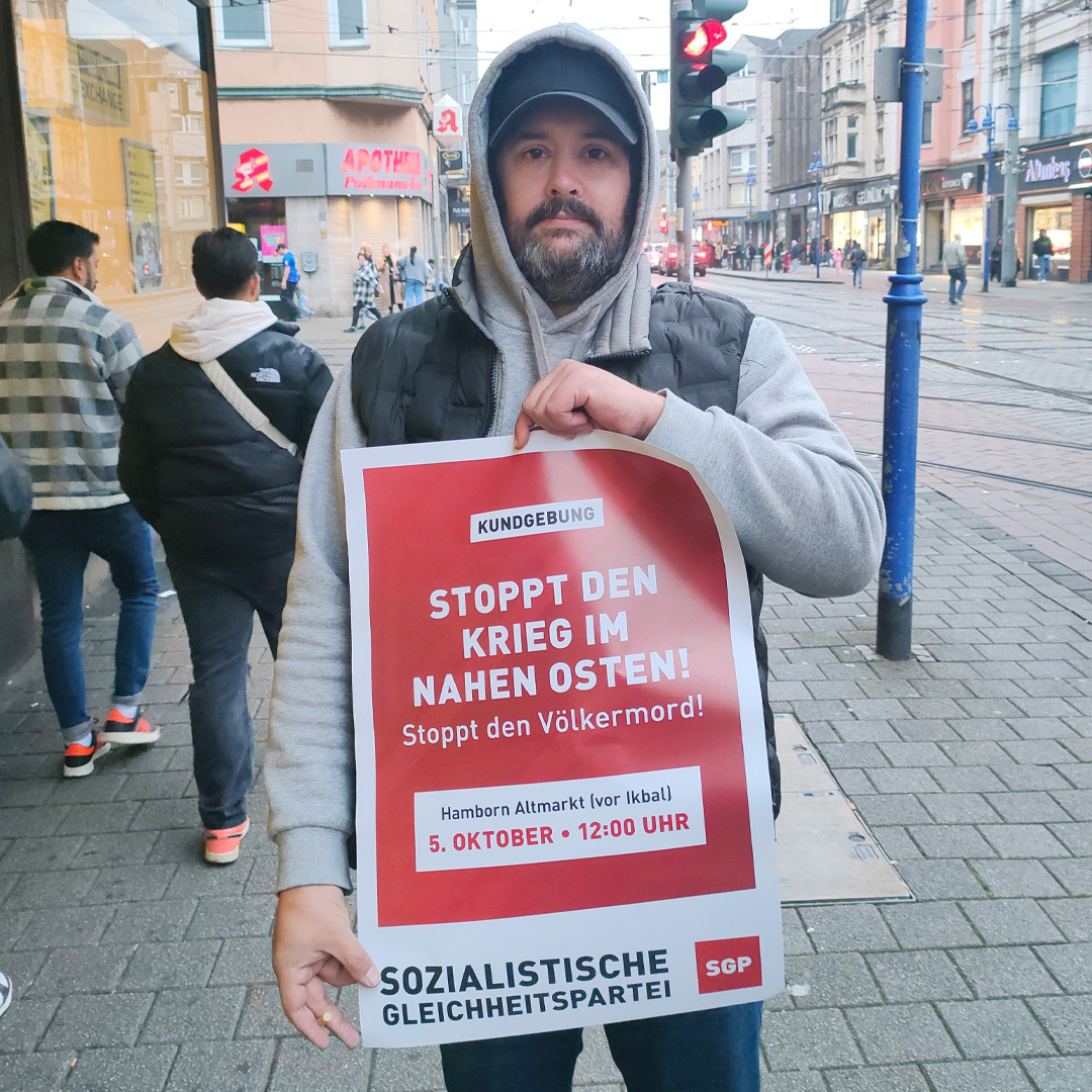 DietmarGaisenk1's tweet photo. Martin hat ein Team der SGP bei der Bewerbung unserer Veranstaltung getroffen. Er stellt sich hinter den Aufruf der SGP zum Stopp des Kriegs im Nahen Osten und ruft dazu auf, an der Kundgebung teilzunehmen.
Samstag, 5. Oktober, 12 Uhr, Duisburg-Hamborn, vor Ikbal am Altmarkt https://t.co/Mqwotmc05x