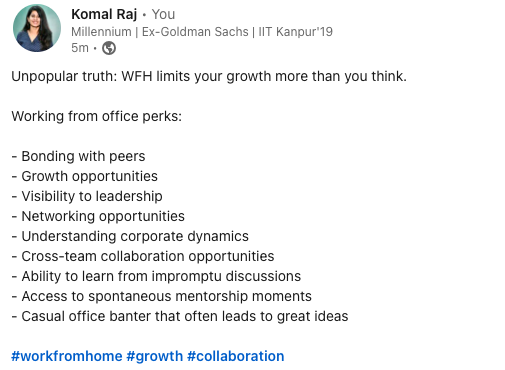 Not a fan of working from home.

#WorkFromHome