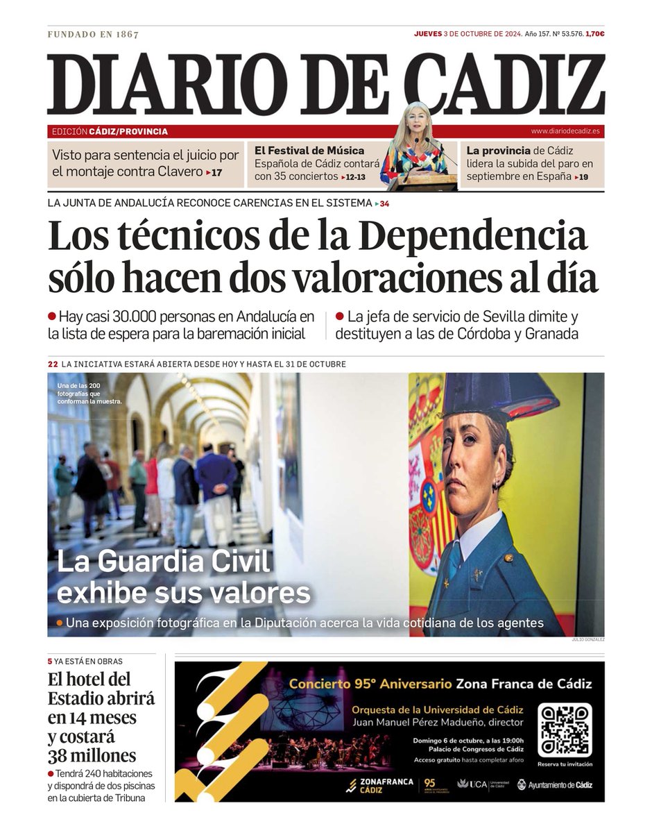 ¡Buenos días! Aquí tenéis la portada de <a href="/diariocadiz/">Diario de Cádiz</a> de este 3 de octubre de 2024 #FelizJueves #Cádiz diariodecadiz.es