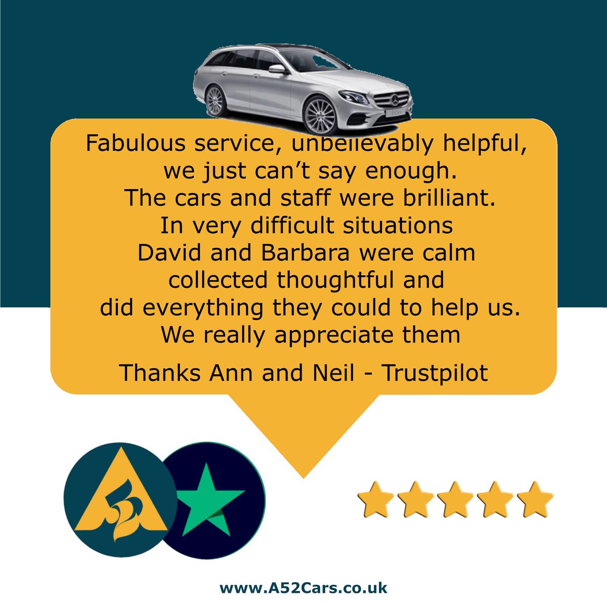 A52Cars's tweet photo. another great review for #A52Cars #Derby #Chauffeur and #AirportTransfer Service.

find out more https://t.co/n4tRXZdQmW https://t.co/VXtYFdlHw7