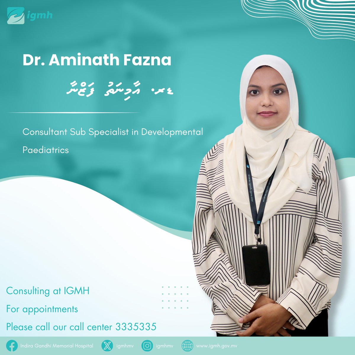 We are delighted to announce the first Maldivian Developmental Pediatrician, Dr. Aminath Fazna, skilled in conducting comprehensive developmental and diagnostic assessments for Autism, ADHD, Learning Disability and various Developmental Disorders in children utilizing top-tier