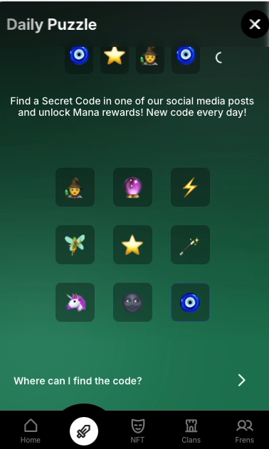 AirdropAddicts_'s tweet image. Spell Wallet Daily COMBO 3 October
 
Daily Code:🔘⭐️🧙‍♂️🔘

❤️Like and Retweet❤️

Airdrop Link: t.me/spell_wallet_b…

#SpellWallet #SpellClub #Airdrop #SpellWalletCombo #PixelTap