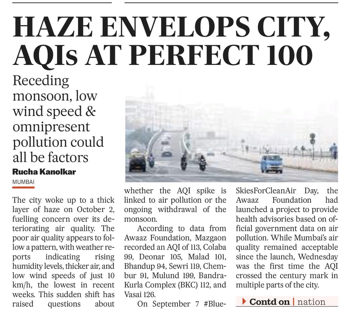 sumairaabdulali's tweet photo. Raising Awaaz: Providing daily pollution data and health advisories. Highlighting the Harmful Effects of Poor AQI on Health and Environment.
#AwaazQuickInsights #CleanAirCollective #MumbaiPollution #PM2.5 #AQIMumbai
https://t.co/SRZz66jFn6 https://t.co/T2NFzP9NWM